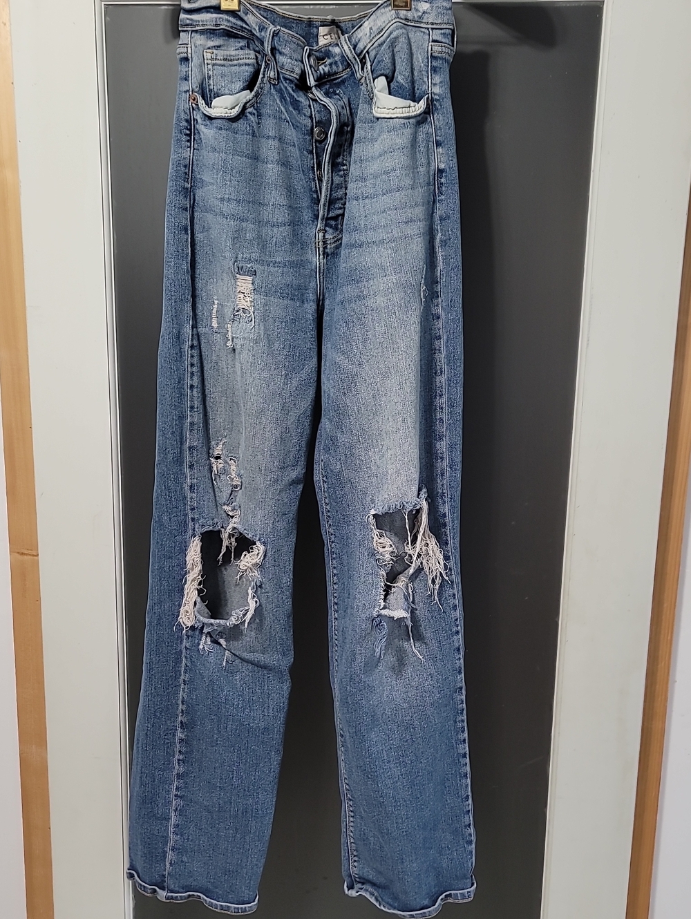 Cello Distressed Light Blue Women's Straight-Leg Jeans Size 11p